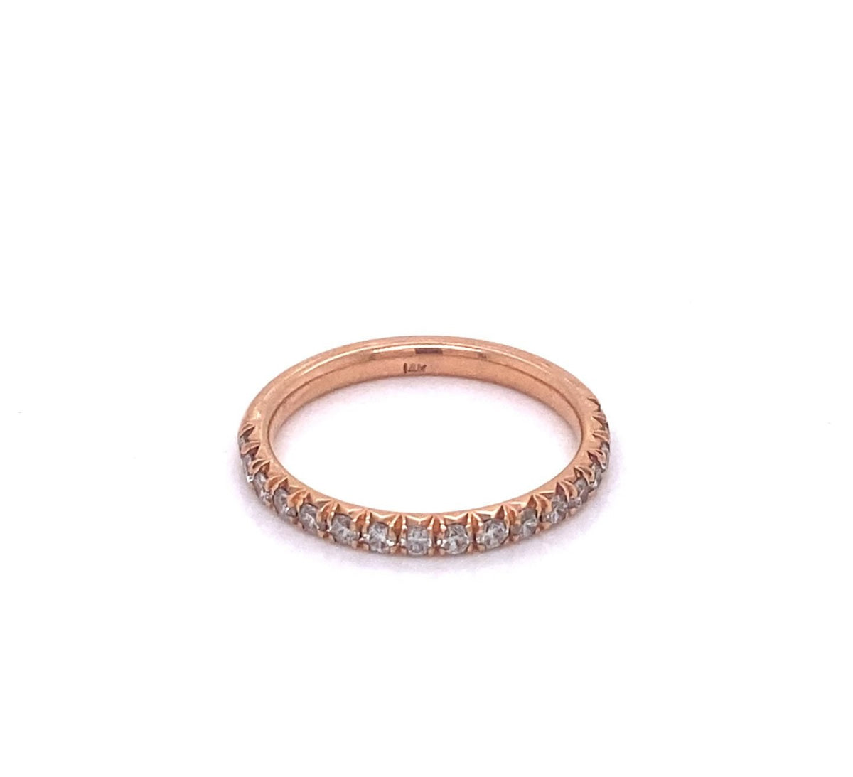 French-set diamond wedding band in 14kt rose gold