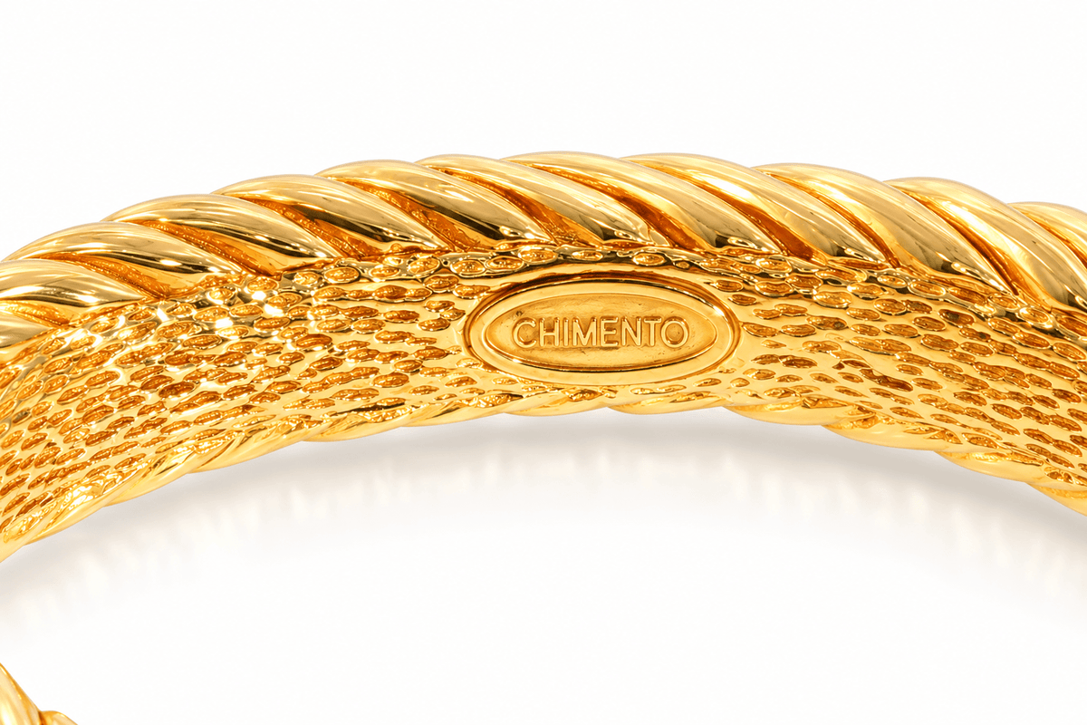 Vintage CHIMENTO 18KY Sculpted Hallow Bangle Bracelet