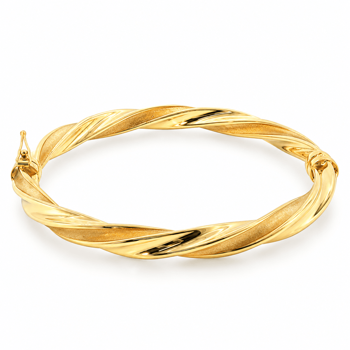 Vintage Italian 18KY Twisted Satin & Polished Bangle Bracelet 11.36G