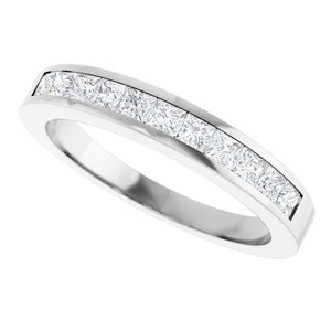 14K White Gold 1/2 CTW Natural Diamond Anniversary Band Size 7 .