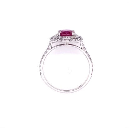 Burmese Ruby in Double Halo Diamond Ring