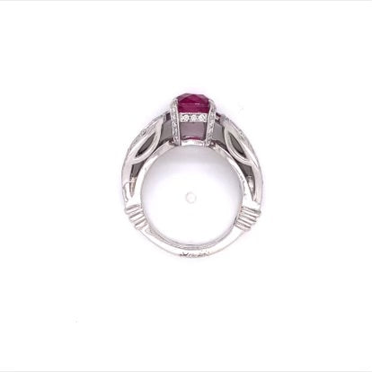 Estate Plat 1.75ct Pink Tourmaline Natural Dia 124x1ctw 14.8G Sz 6