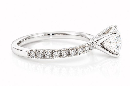 1.32ct I SI2 GIA Natural Round Brilliant Platinum "Unity" Style half-eternity French-set Engagement ring