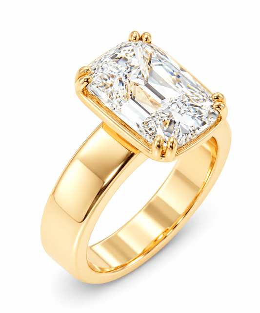 3.58ct E VVS2 Elongated Old Mine Cushion Brilliant Lab-Grown Diamond Solitaire in 14K Champagne Gold