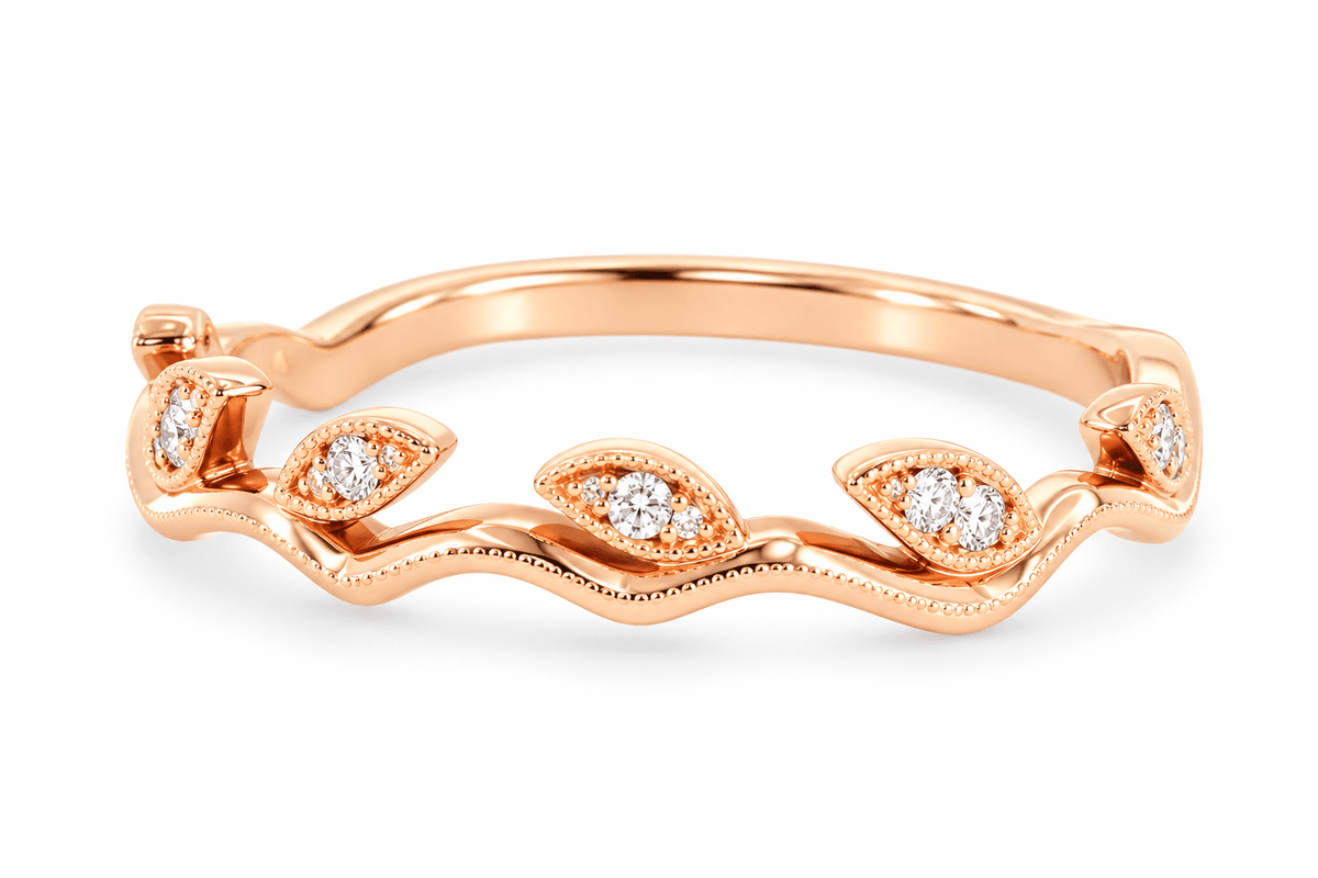 Venetti Natural .07ctw Diamond Vine & Leaf Band in 14K Rose Gold