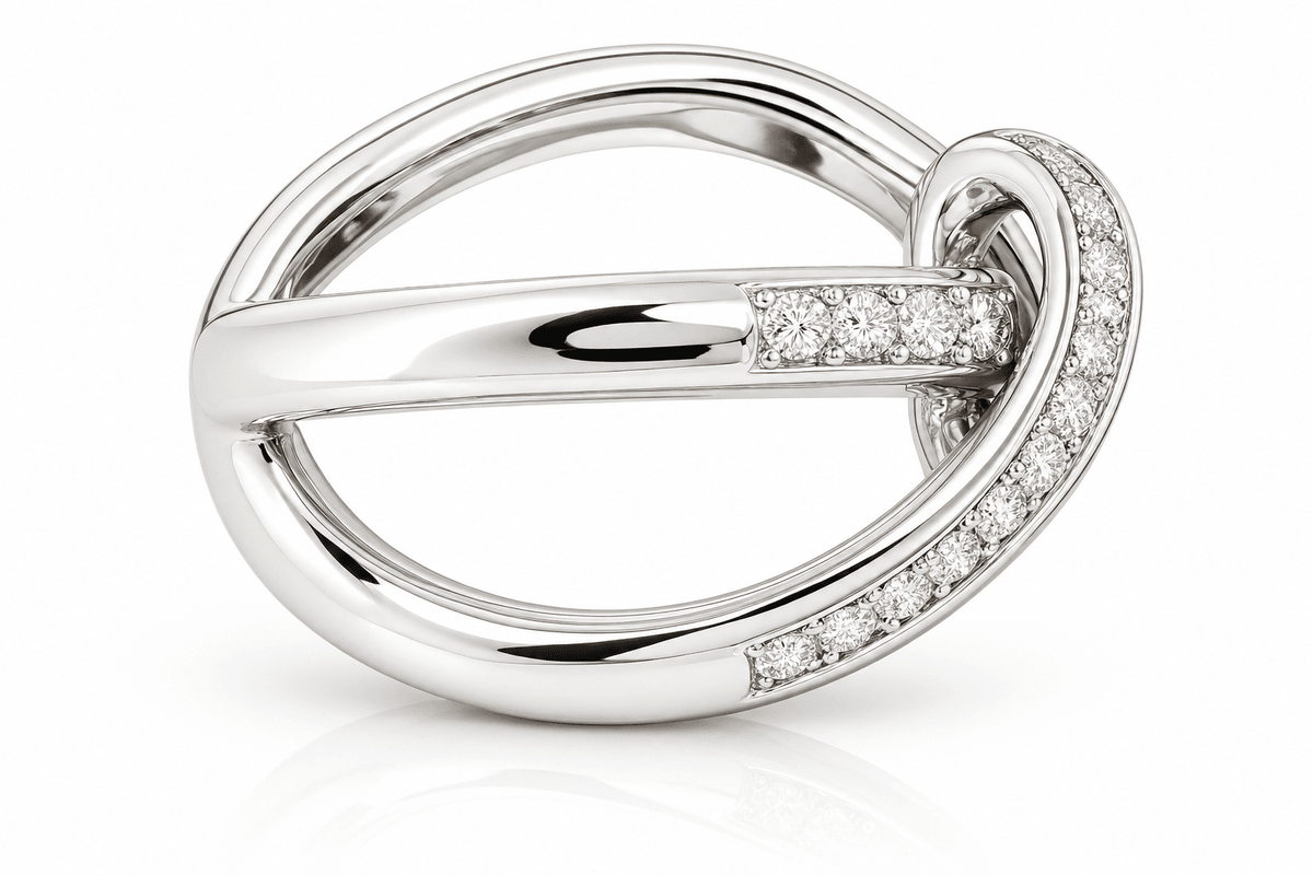 Estate 18K White Gold Diamond Interwoven Crossover Ring | 0.60 CTW | Size 6.75