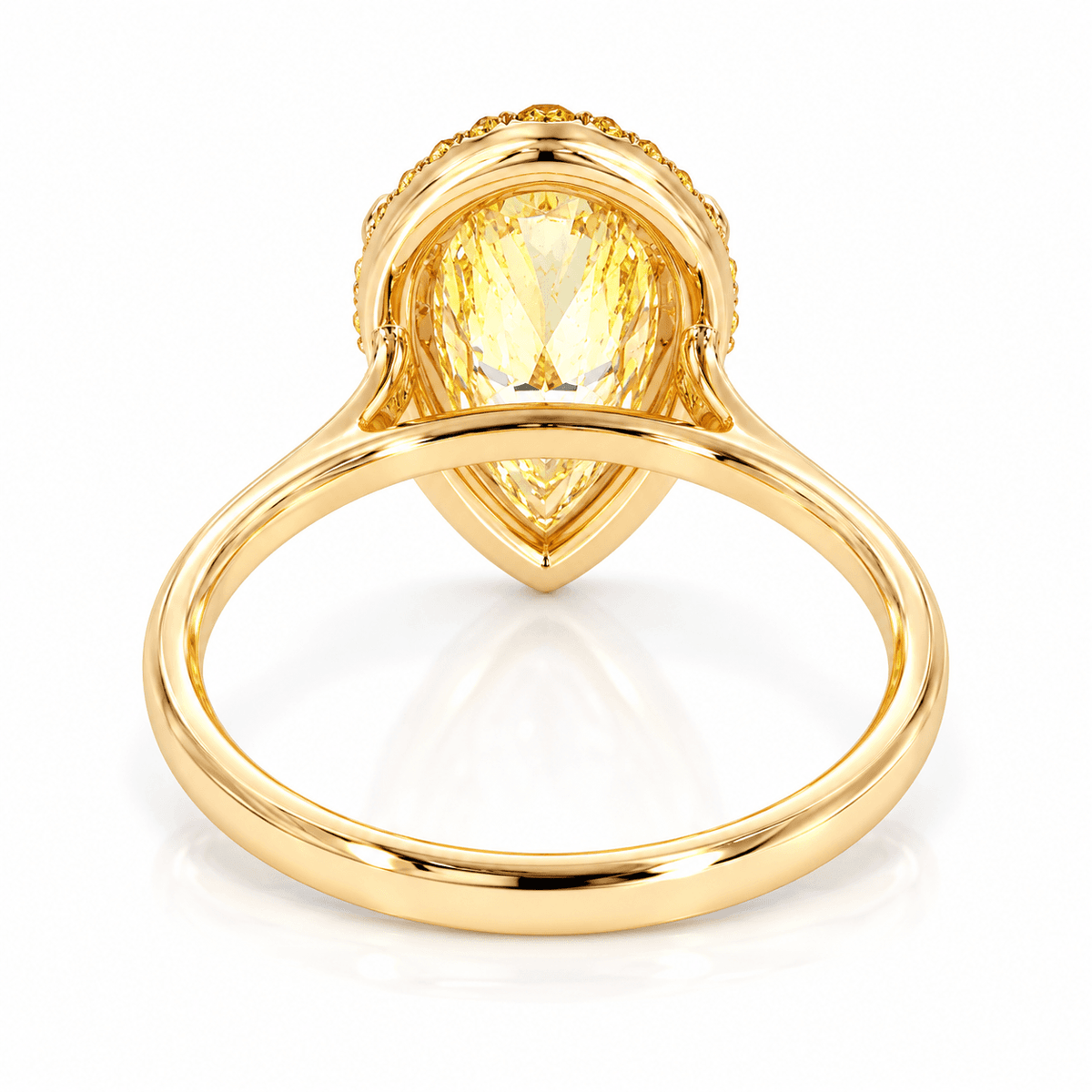 3.07ct Fancy Intense Yellow Pear Lab-Grown Diamond Halo Ring in 14K Yellow Gold
