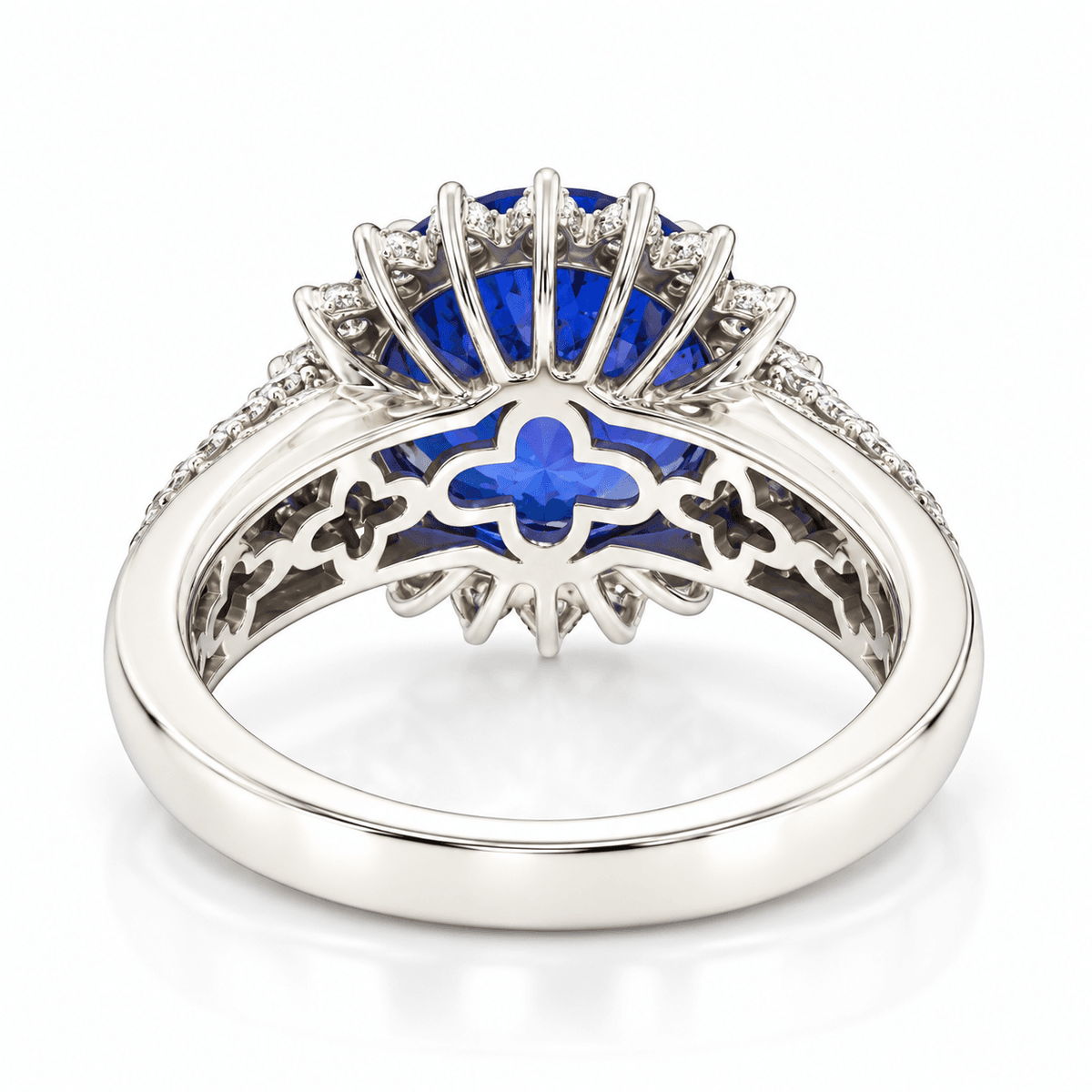 Estate 14KW 5.80ct Tanzanite & 1.07ctw Diamond Halo Statement Ring