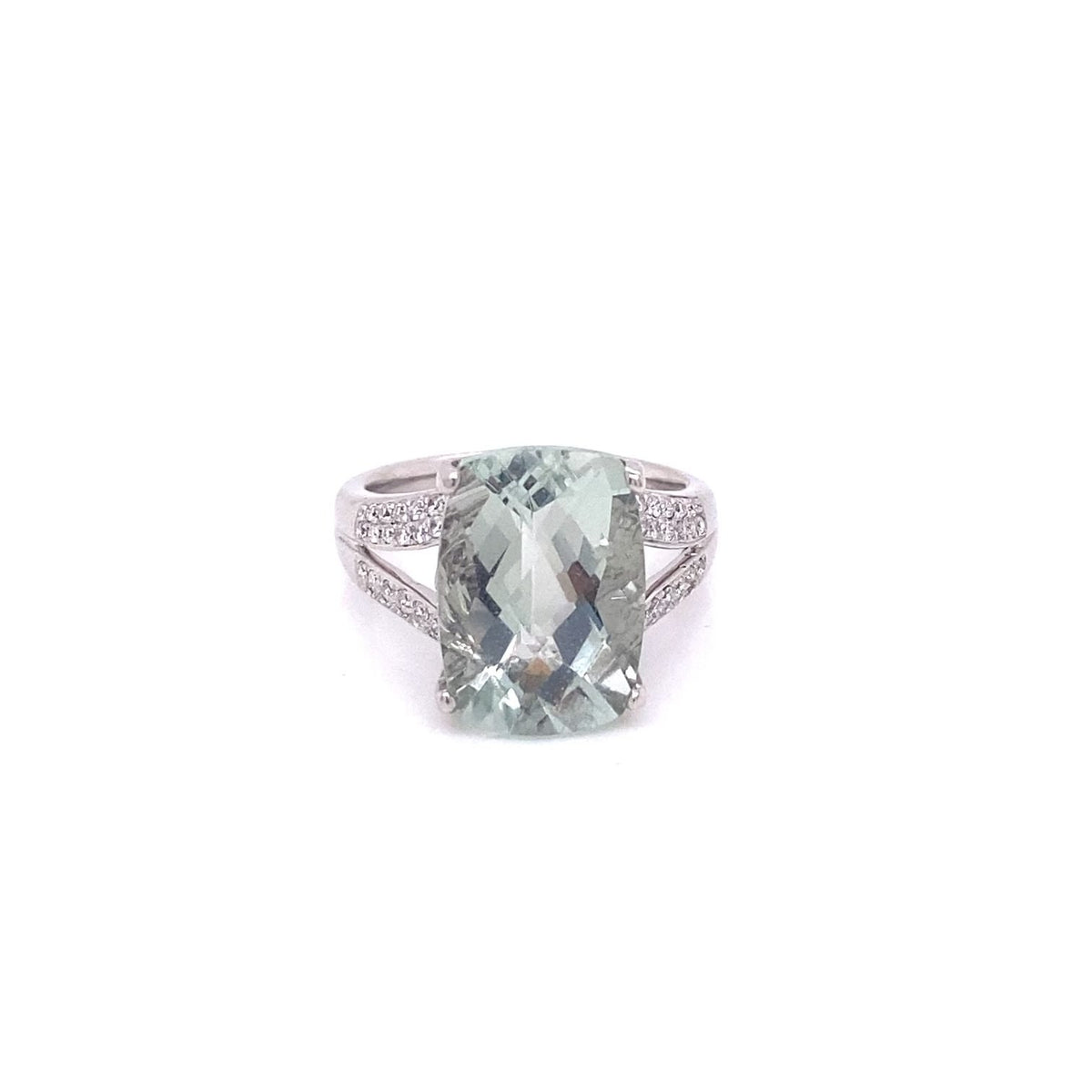Green prasiolite ring in 18kt white gold