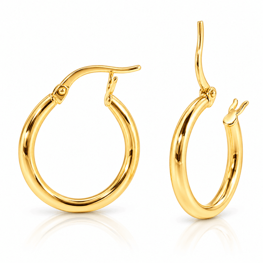 Estate 14KY Oval Hoops 15.85x18mm with a 2mm width Earrings 1.70g