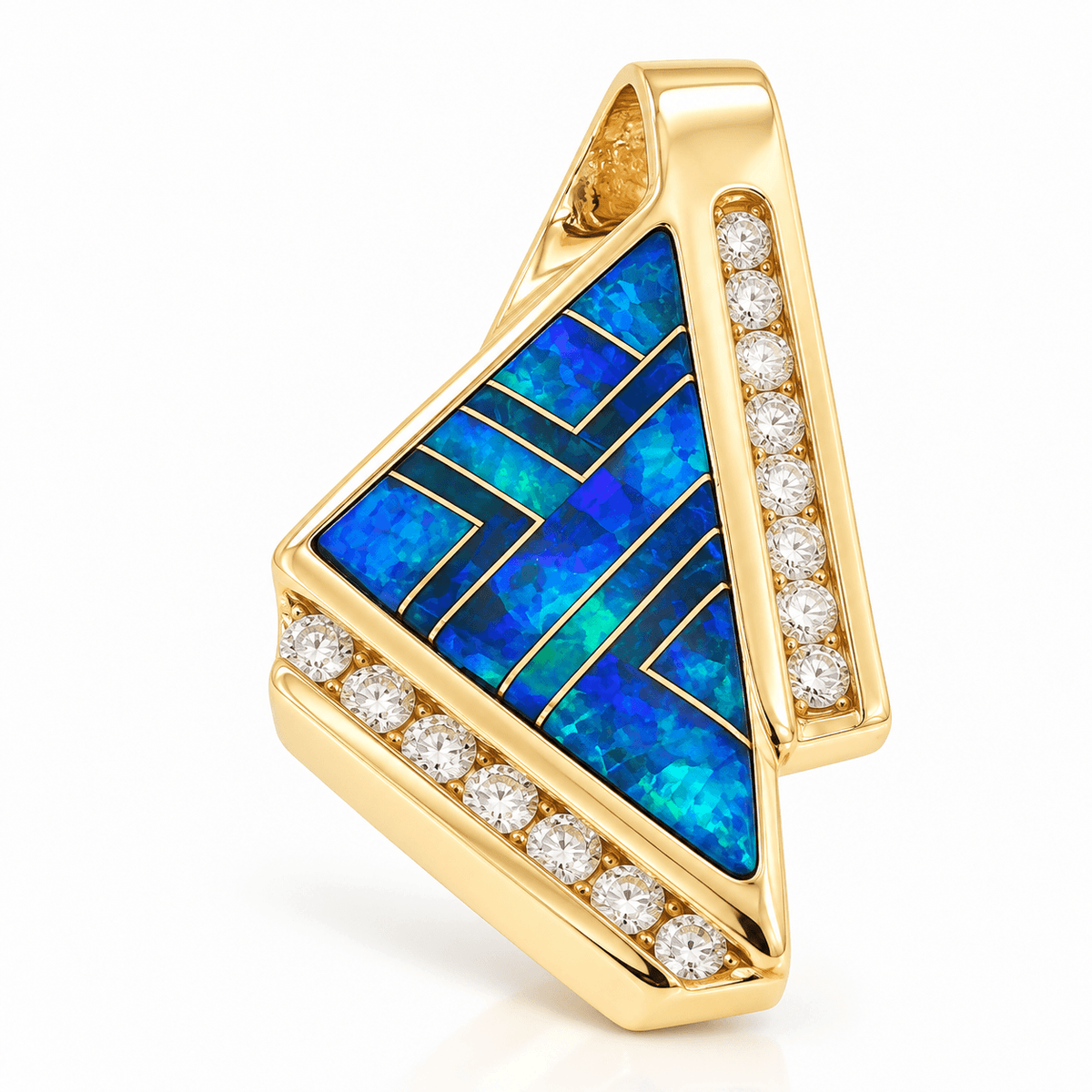ESTATE Thane DeLeon signed 14K Gold Opal & 0.63ctw Natural Diamond Pendant (NO CHAIN) 8.2G