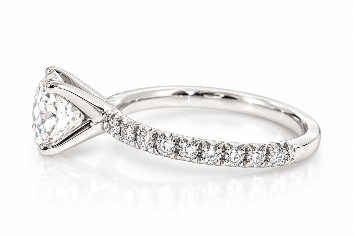 1.32ct I SI2 GIA Natural Round Brilliant Platinum "Unity" Style half-eternity French-set Engagement ring