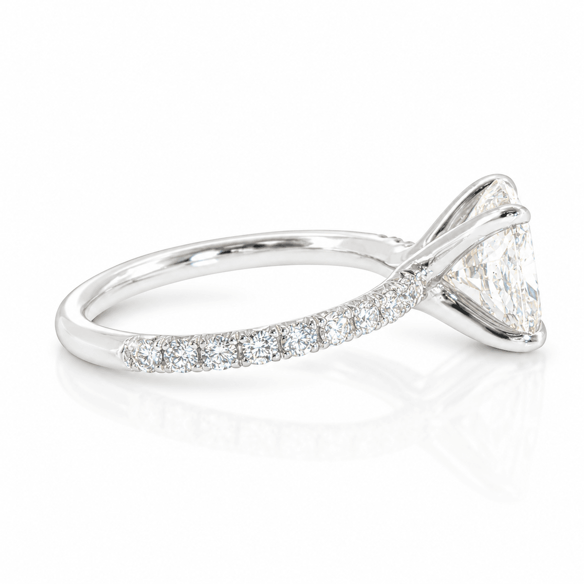 2.81ct H VS1 Lab-Grown Cushion Brilliant Diamond Platinum French-set Unity Engagement Ring with Natural Diamond Accents