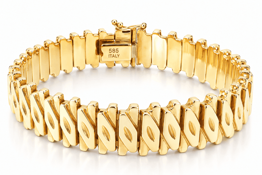 VINTAGE 14KYG 26 grams 7.25" long, 12.2mm wide Fancy Bracelet