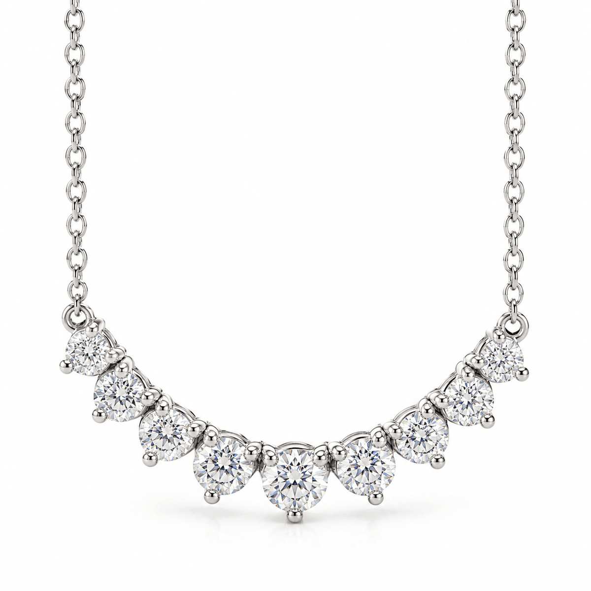 14KW 1.87 CTW D/E VS LGD Graduated Necklace 1.2mm Cable 17-19inch