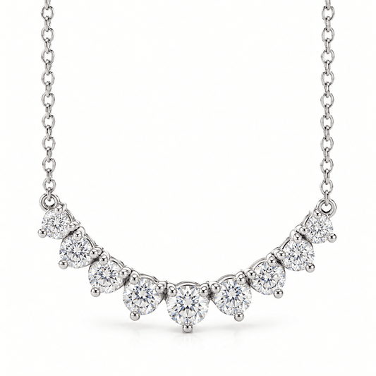 14KW 1.87 CTW D/E VS LGD Graduated Necklace 1.2mm Cable 17-19inch