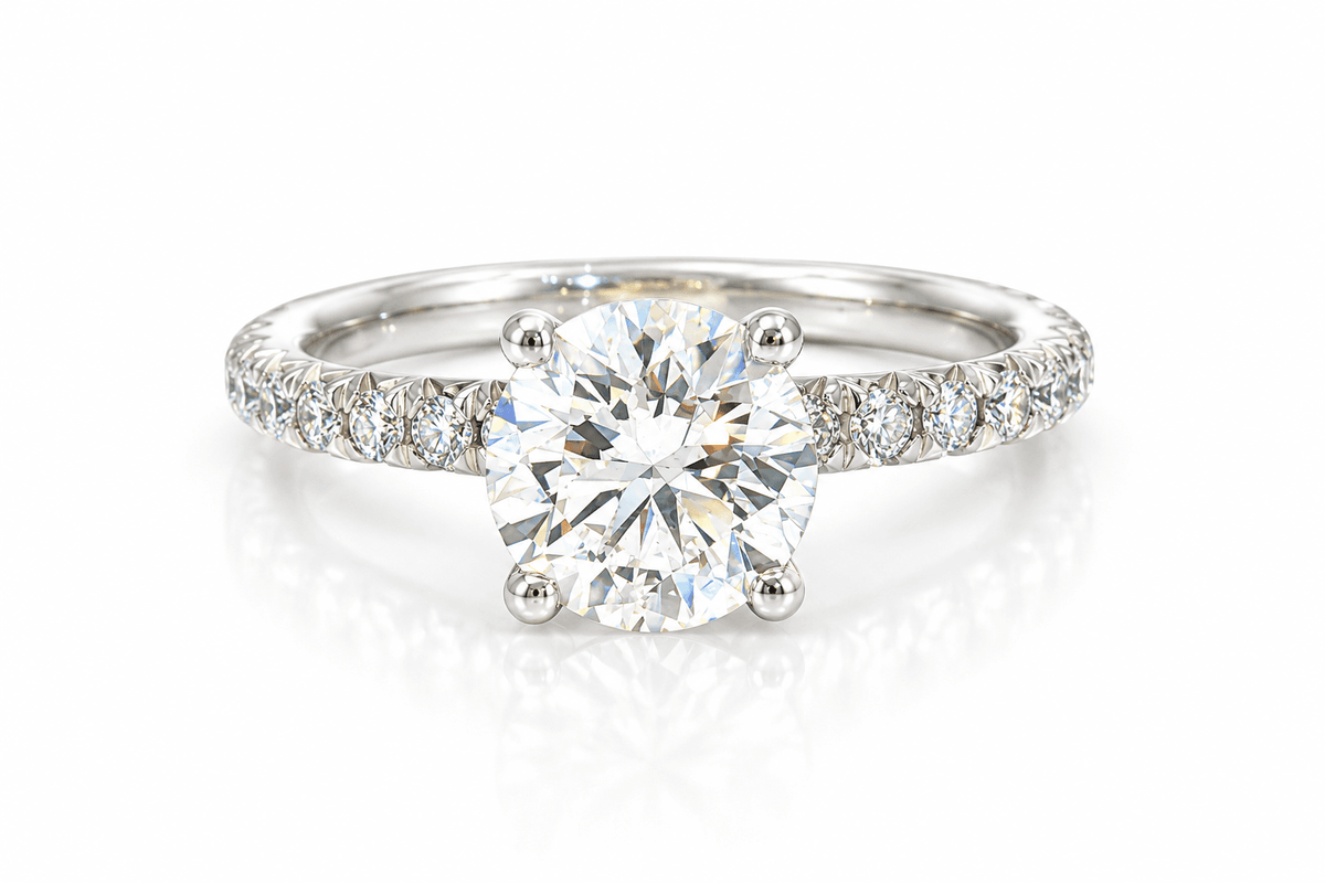 1.32ct I SI2 GIA Natural Round Brilliant Platinum "Unity" Style half-eternity French-set Engagement ring