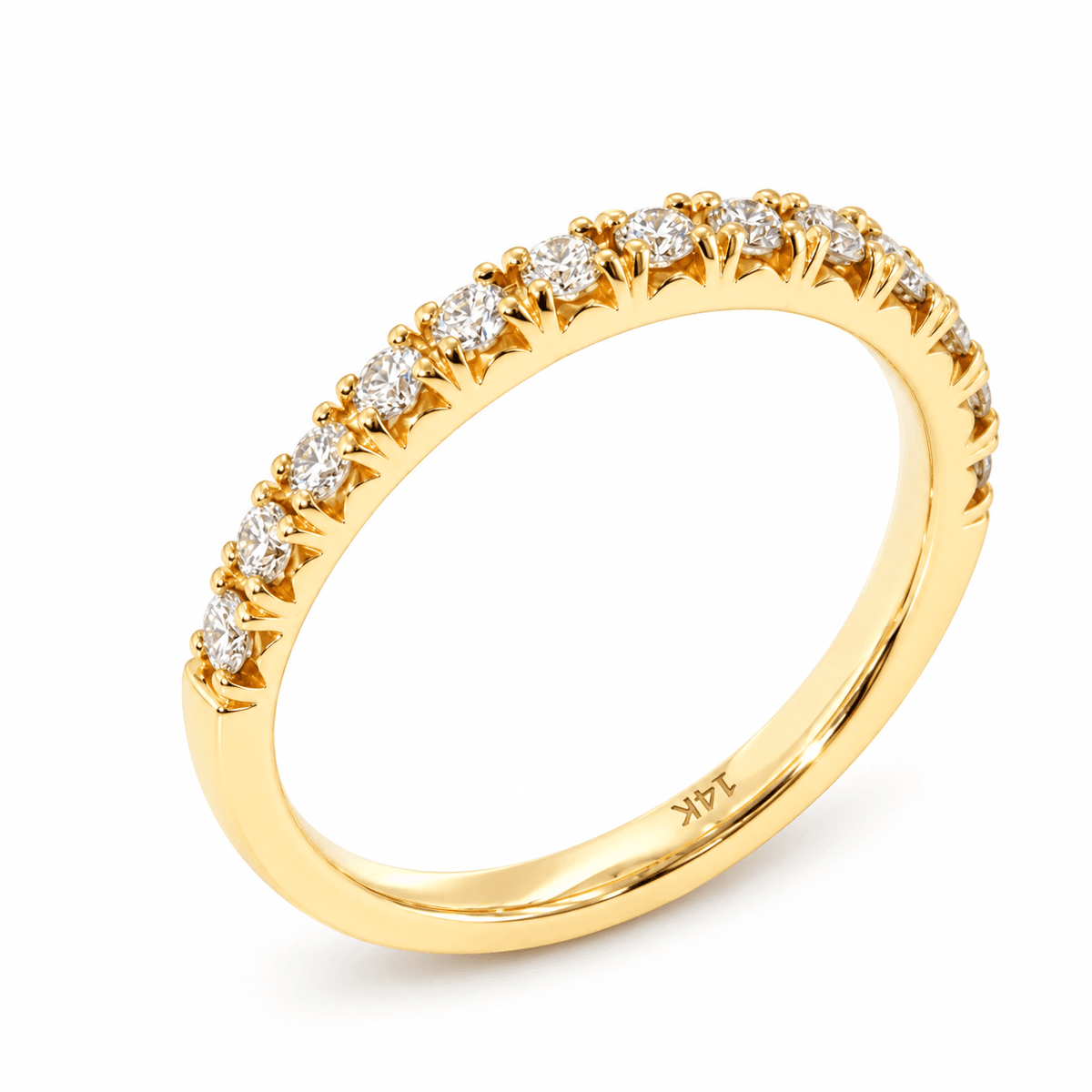 0.36ctw Natural Diamond French-Set Half-Eternity Band in 14K Yellow Gold
