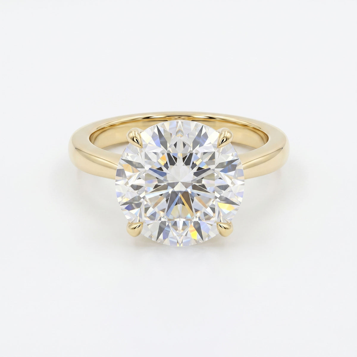 6.97ct Round Brilliant-Cut Lab-Grown Diamond Engagement Ring, G/VS2, 18kt Yellow Gold