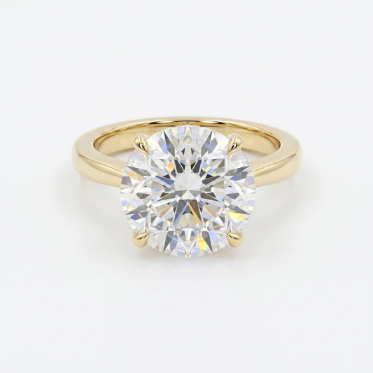 6.97ct Round Brilliant-Cut Lab-Grown Diamond Engagement Ring, G/VS2, 18kt Yellow Gold