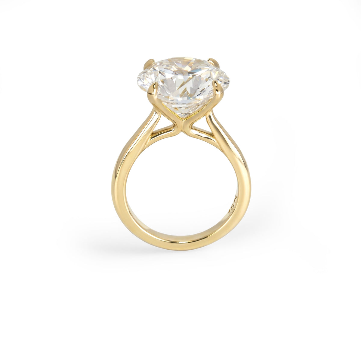 6.97ct Round Brilliant-Cut Lab-Grown Diamond Engagement Ring, G/VS2, 18kt Yellow Gold