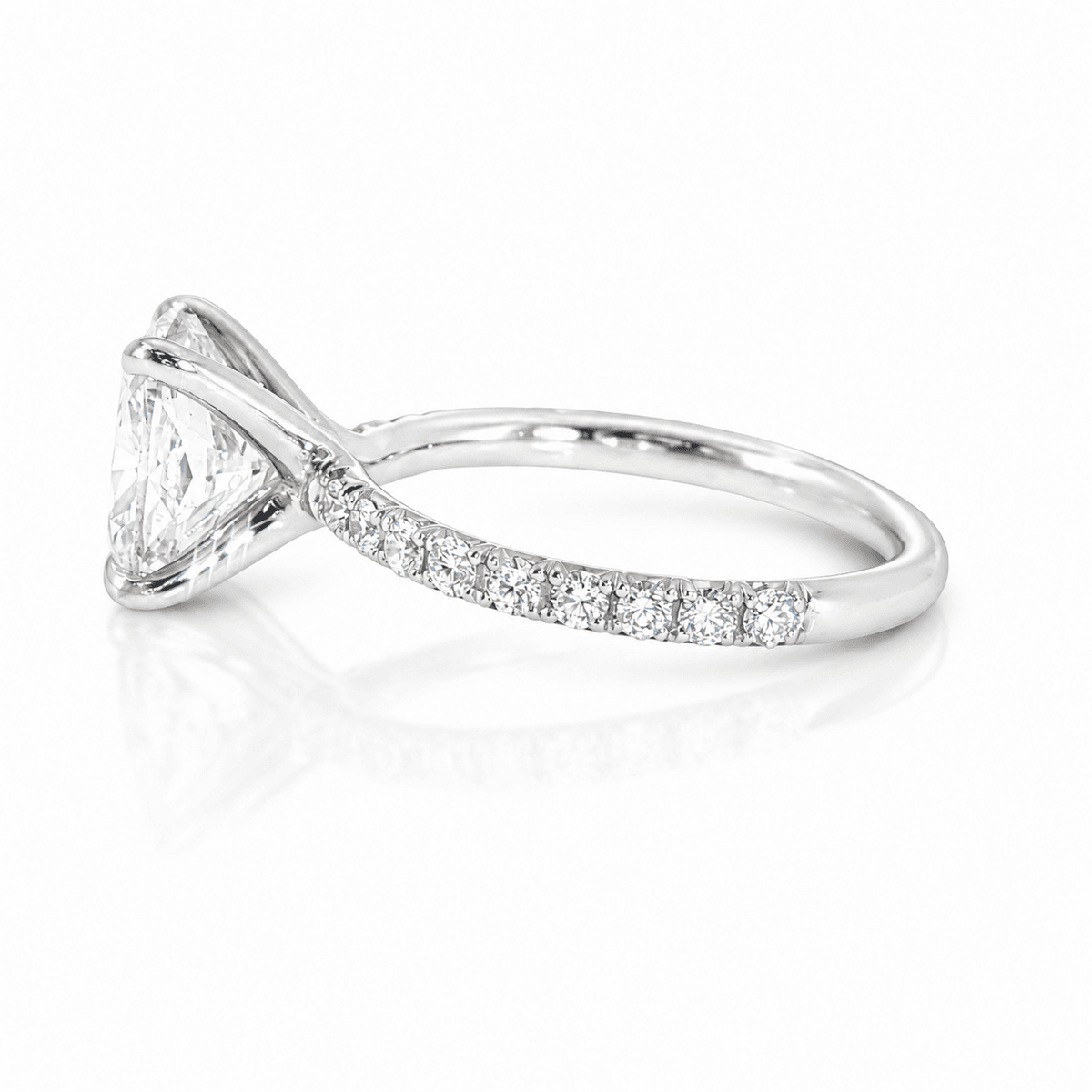 2.81ct H VS1 Lab-Grown Cushion Brilliant Diamond Platinum French-set Unity Engagement Ring with Natural Diamond Accents