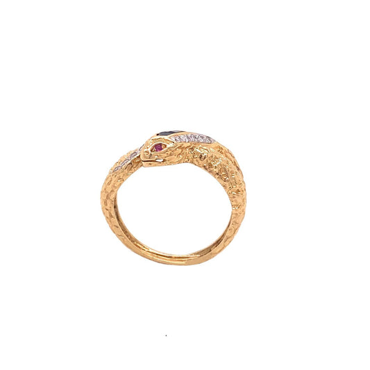 LeVian gemstone snake ring in 14kt yellow gold