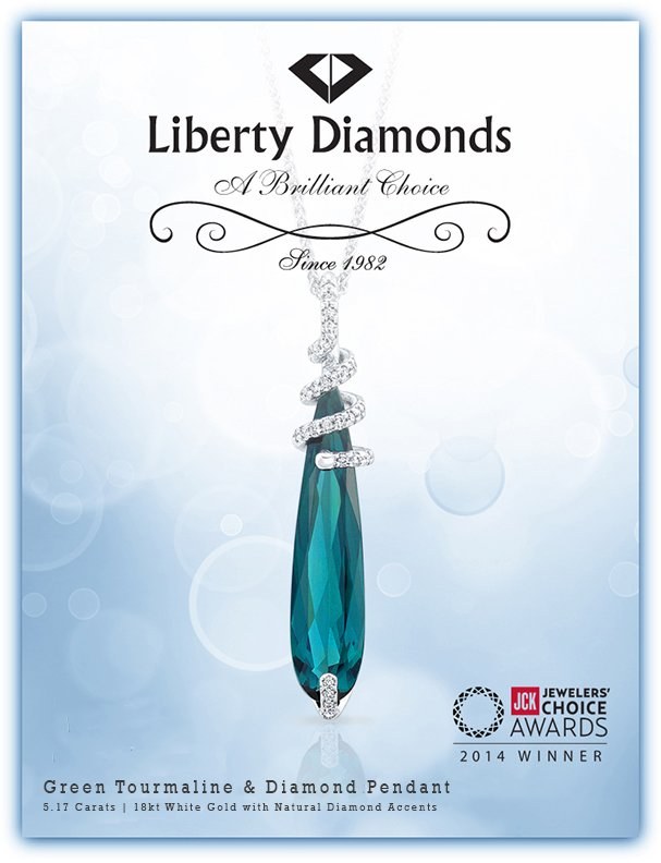 Tourmaline and diamond pendant in 18kt white gold, alternate view