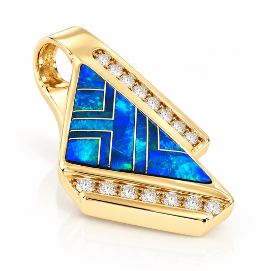 ESTATE Thane DeLeon signed 14K Gold Opal & 0.63ctw Natural Diamond Pendant (NO CHAIN) 8.2G