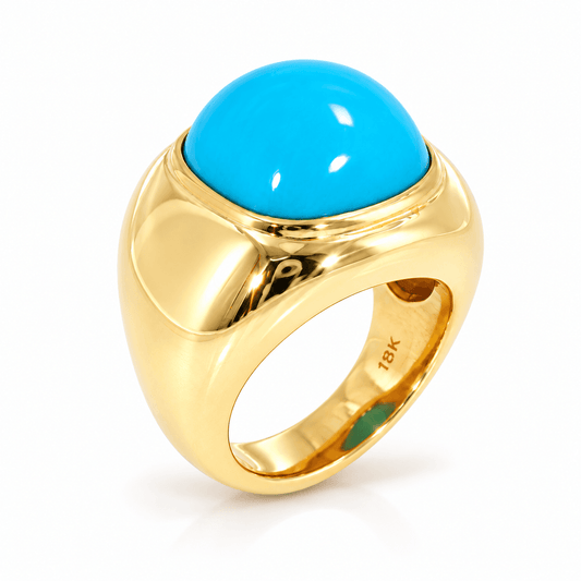 ESTATE 18KY Sleeping Beauty Turquoise Ring 19.62g Sz 4.75