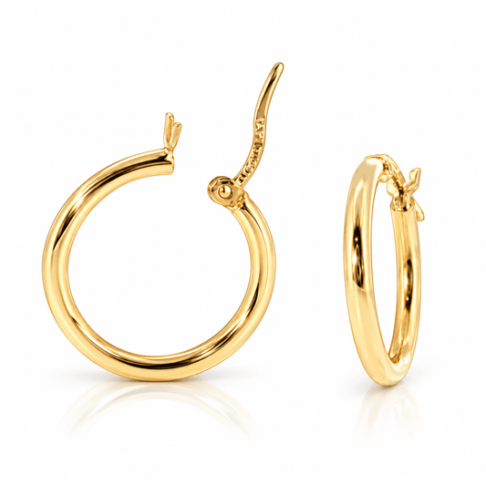 Estate 14KY Italy Circle Hoops 18.60x2mm 1.4g