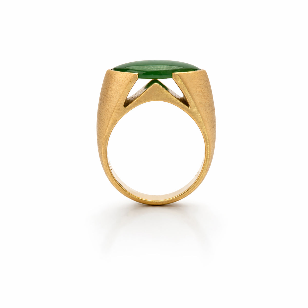 Estate 18KY GIA Marquise Feu Cui Jadeite Ring Sz 7.25