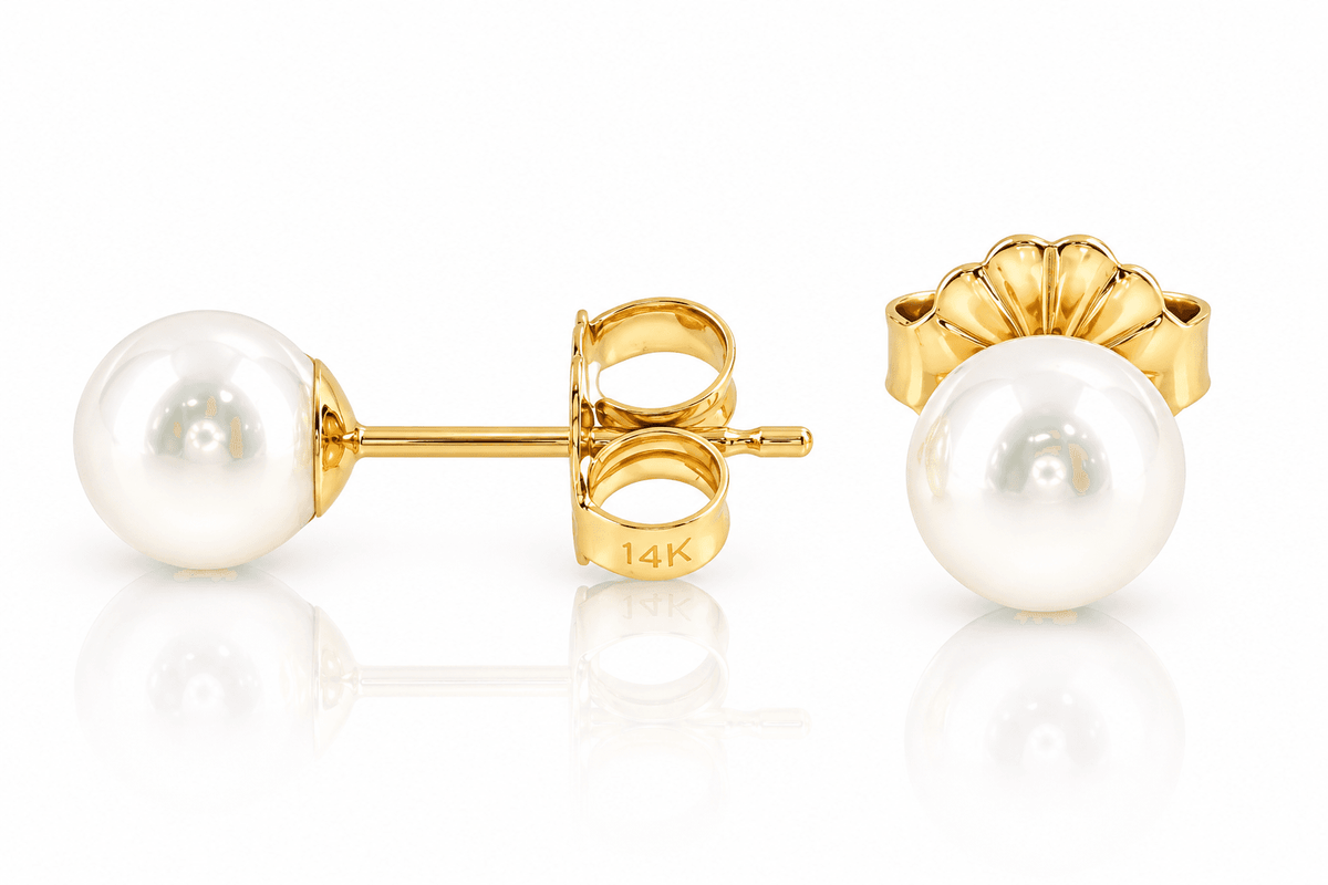 14KY 5mm AA Quality Akoya Cultured Pearl Stud Earrings