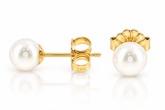 14KY 5mm AA Quality Akoya Cultured Pearl Stud Earrings