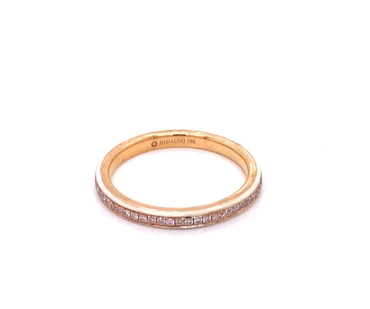 Hidalgo pink diamond and white enamel eternity band in 18kt rose gold