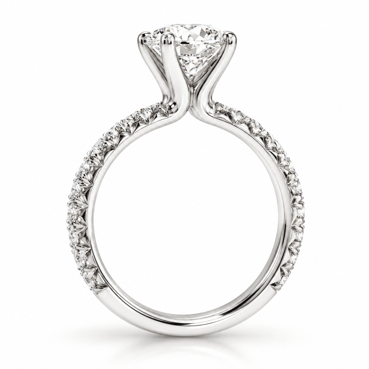 1.32ct I SI2 GIA Natural Round Brilliant Platinum "Unity" Style half-eternity French-set Engagement ring