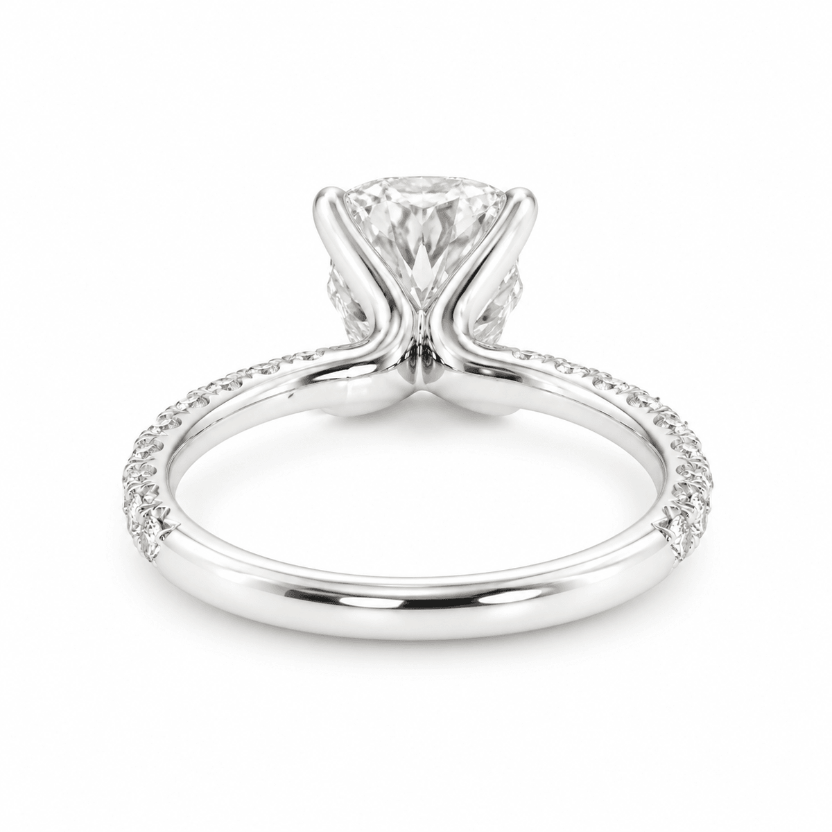 2.81ct H VS1 Lab-Grown Cushion Brilliant Diamond Platinum French-set Unity Engagement Ring with Natural Diamond Accents