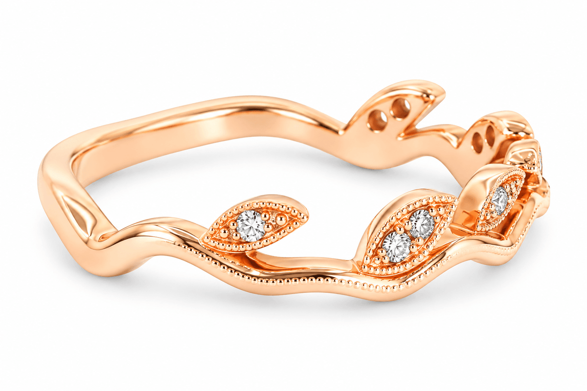 Venetti Natural .07ctw Diamond Vine & Leaf Band in 14K Rose Gold