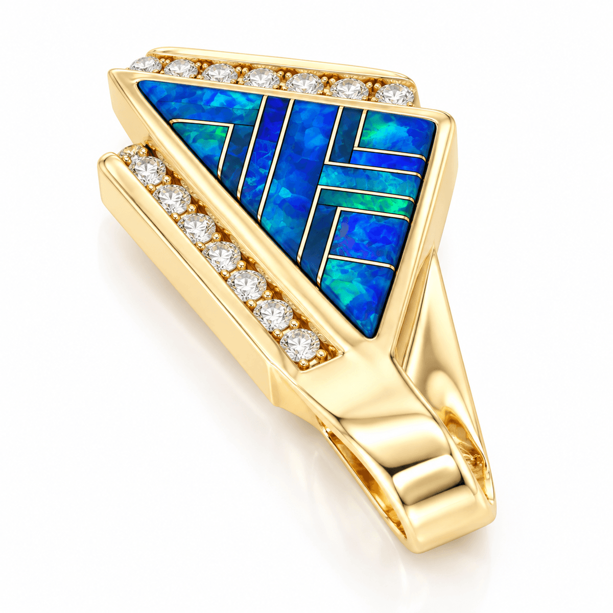 ESTATE Thane DeLeon signed 14K Gold Opal & 0.63ctw Natural Diamond Pendant (NO CHAIN) 8.2G