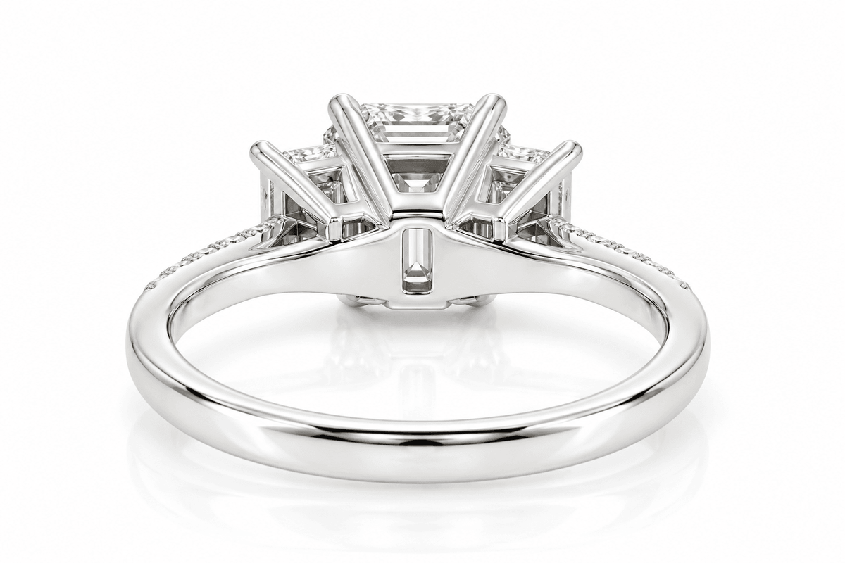 14KW 1.01 CT E VS1  GIA#2207682569 Natural Emerald Cut, 2X EC 0.52ctw, 12X RB 0.11ctw