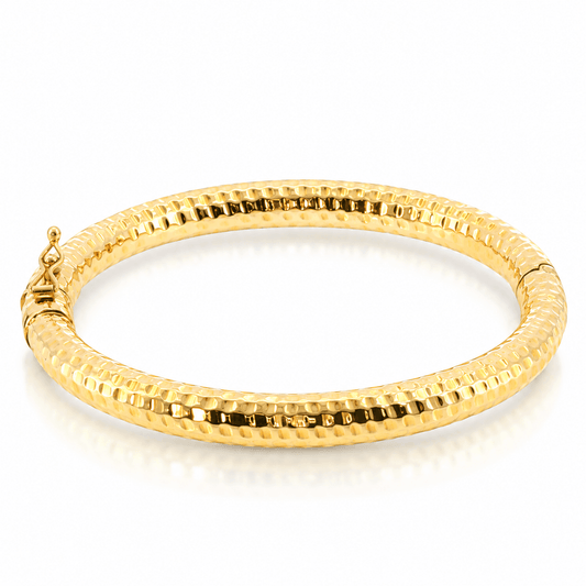 Vintage 14KY Hammered Hinged Bangle Bracelet, 20.91g