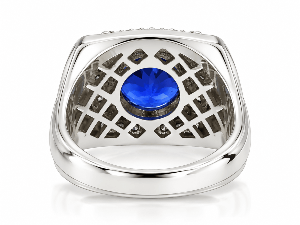 Estate 14K White Gold 8.00ct AAA Tanzanite & 0.66ctw Diamond Unisex Statement Ring