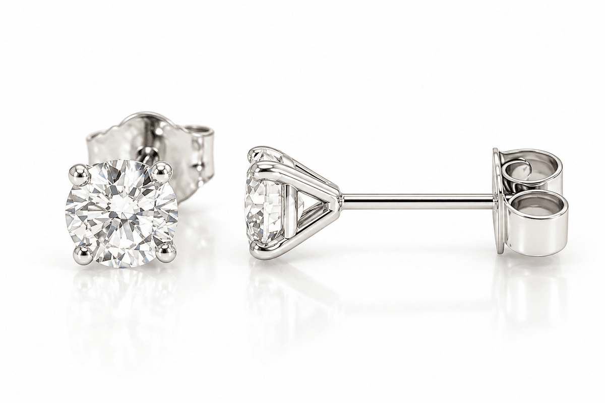 14KW 0.43ctw D VS Lab Grown Diamond Round Brilliant 4-prong Martini Stud Earrings