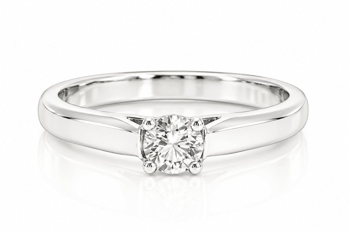 0.34ctw Round Brilliant G VS2 Natural Diamond Solitaire Engagement Ring in 14K White Gold
