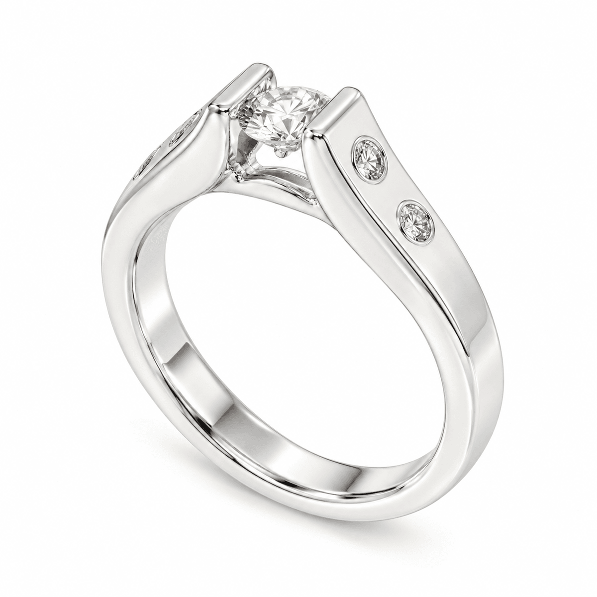 0.40ctw Natural Diamond Tension-Style Ring in 14K White Gold