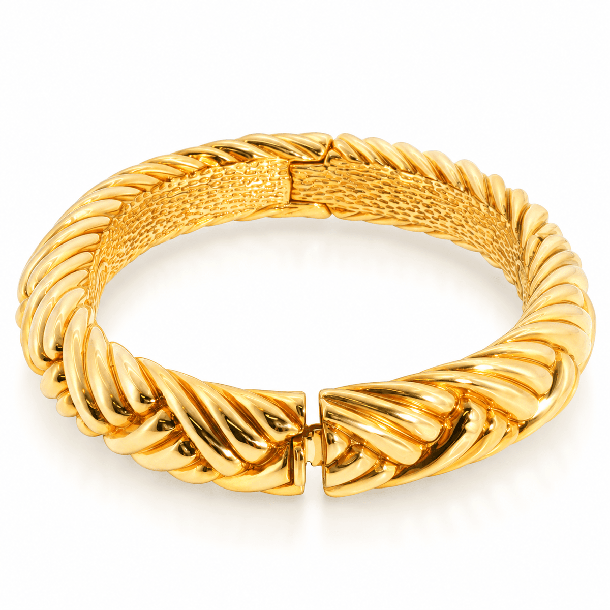 Vintage CHIMENTO 18KY Sculpted Hallow Bangle Bracelet