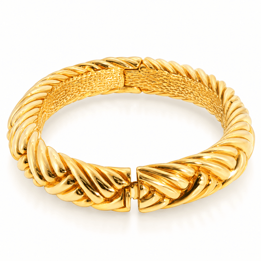 Vintage CHIMENTO 18KY Sculpted Hallow Bangle Bracelet