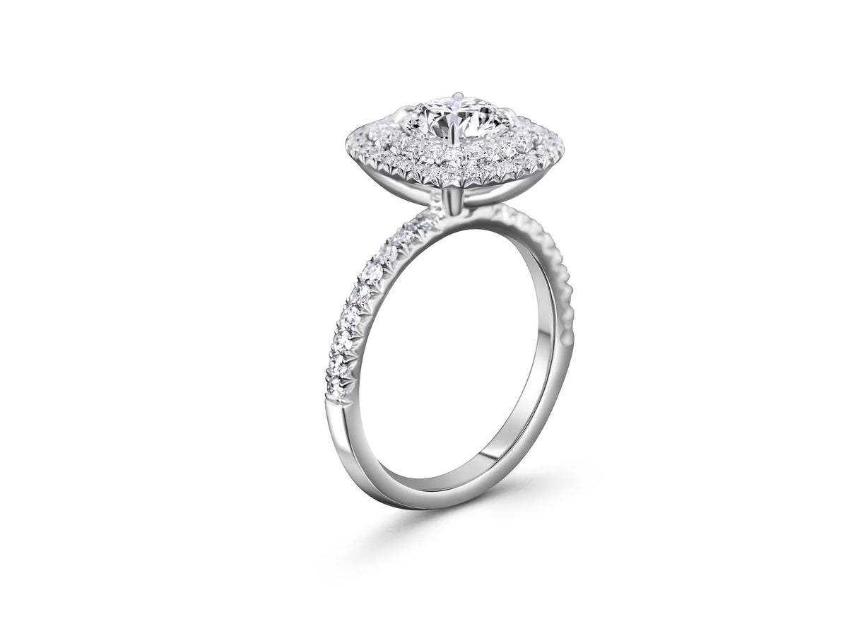 Double halo diamond ring, additional view