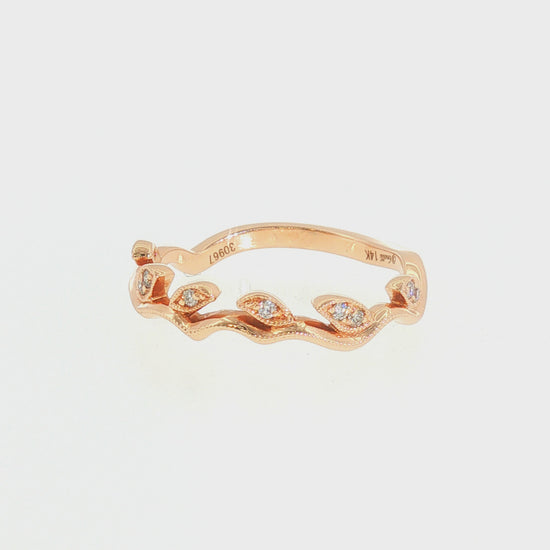 Venetti Natural .07ctw Diamond Vine & Leaf Band in 14K Rose Gold