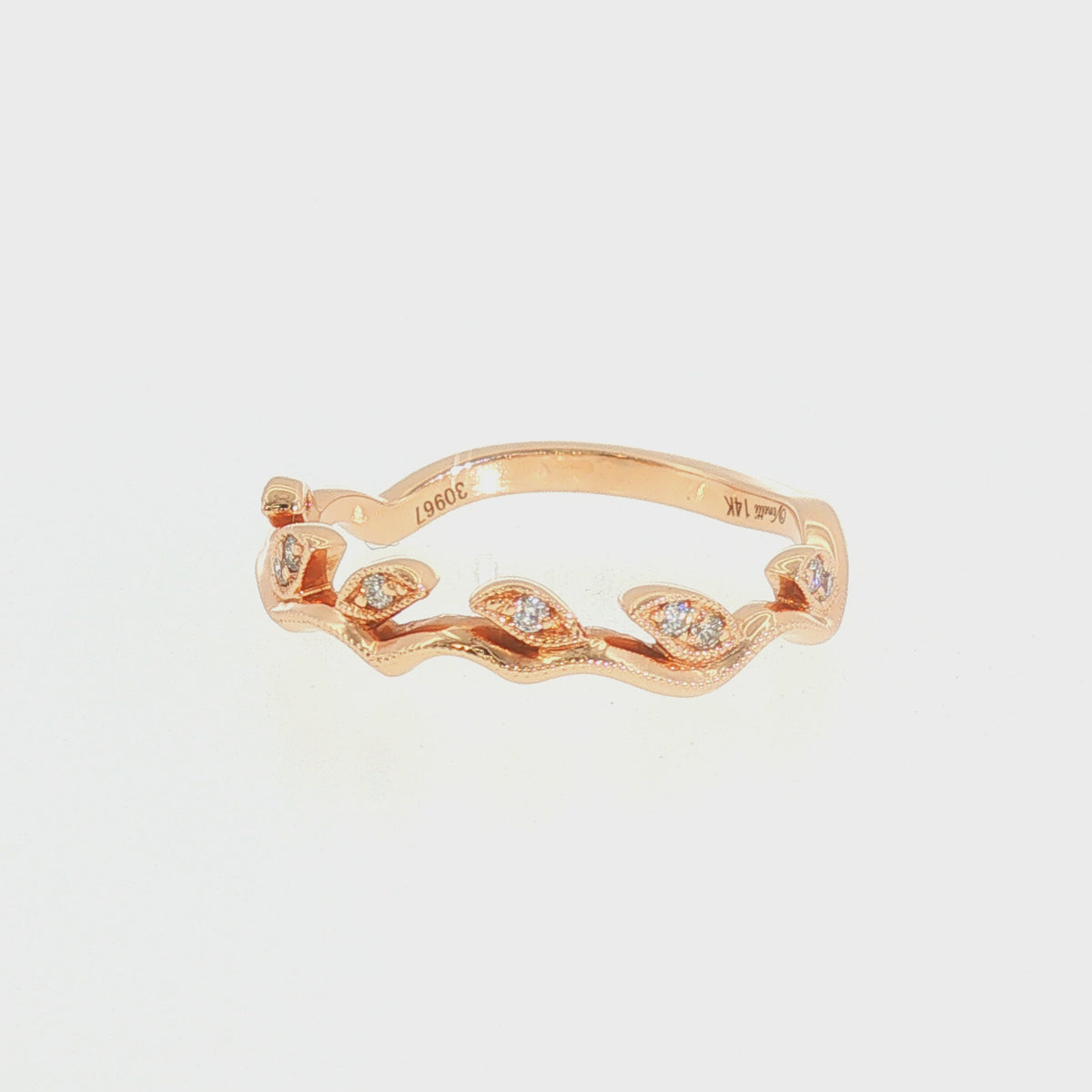 Venetti Natural .07ctw Diamond Vine & Leaf Band in 14K Rose Gold